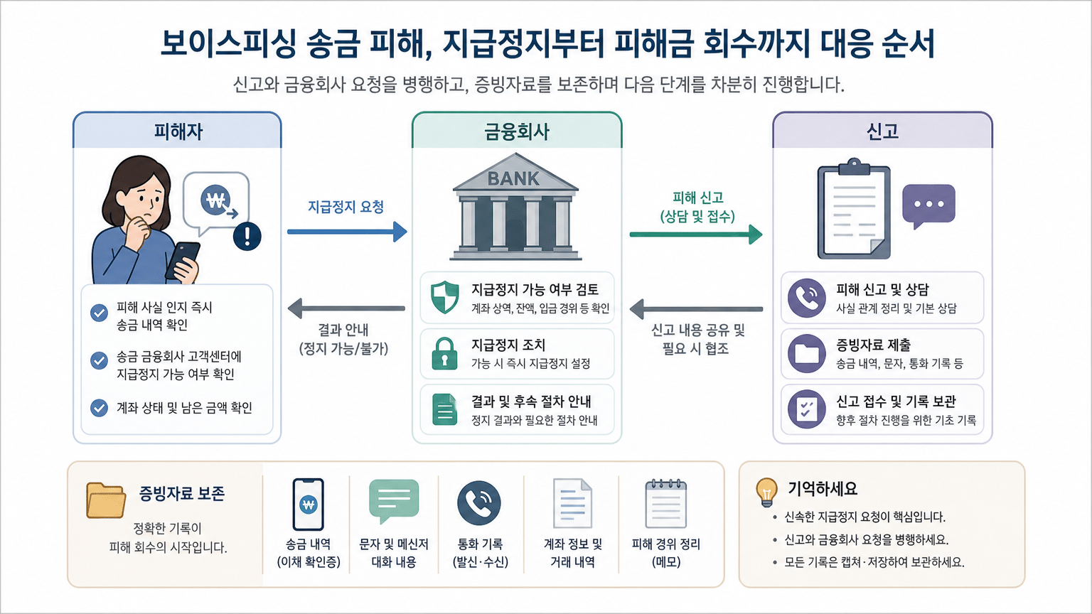 보이스피싱 송금 피해, 지급정지부터 피해금 회수까지 대응 순서