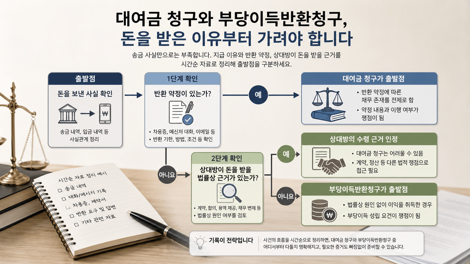 대여금 청구와 부당이득반환청구, 돈을 받은 이유부터 가려야 합니다