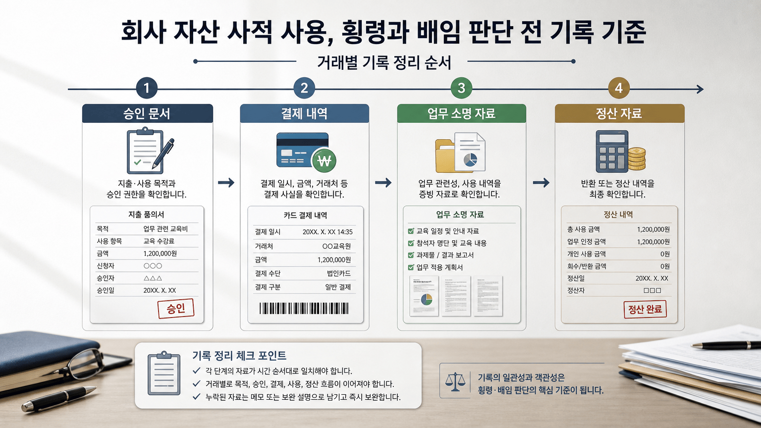회사 자산 사적 사용, 횡령과 배임 판단 전 기록 기준